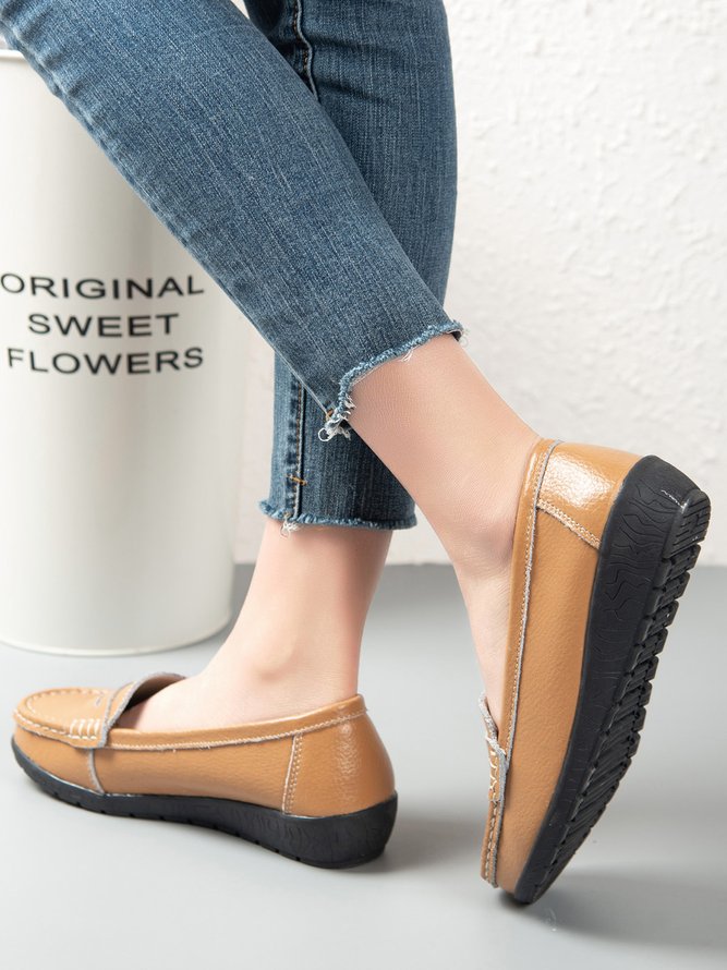 Retro Casual Simple Plain Flat Shoes