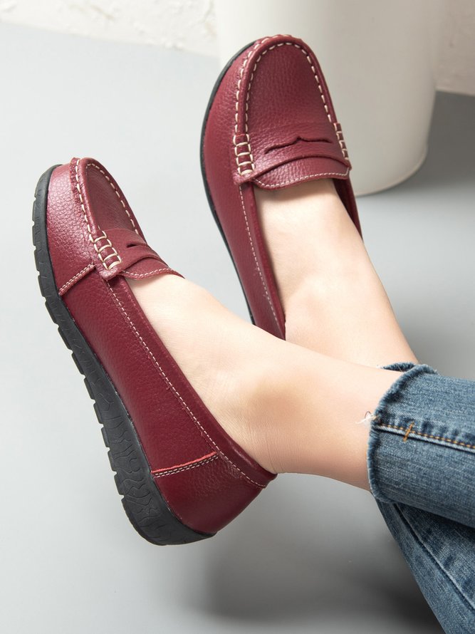 Retro Casual Simple Plain Flat Shoes