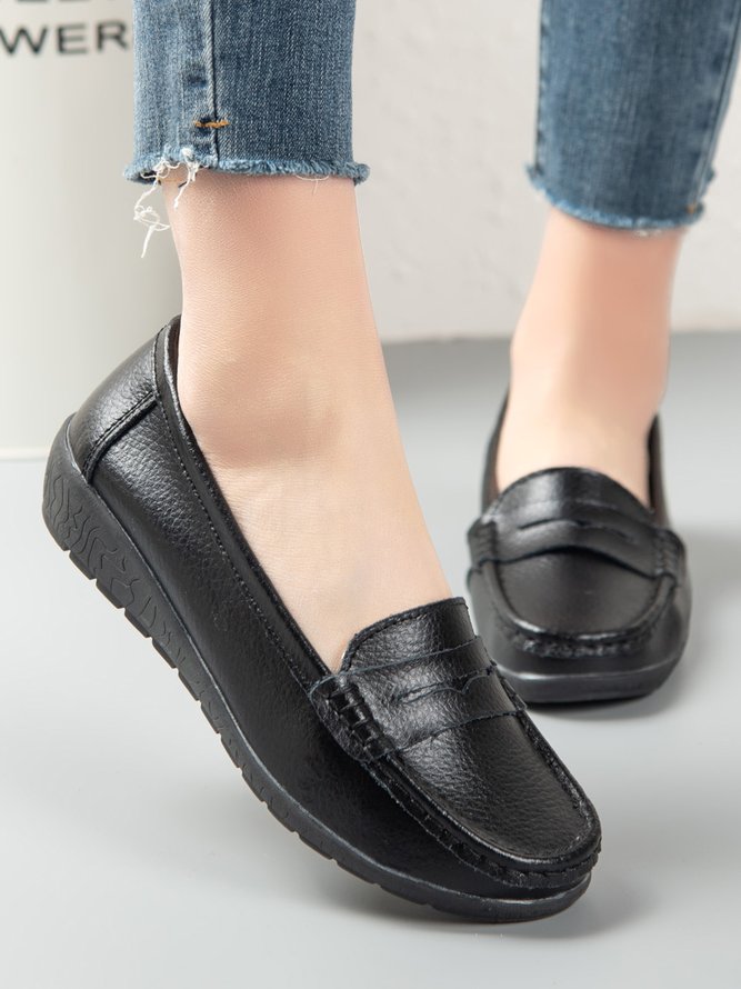 Retro Casual Simple Plain Flat Shoes