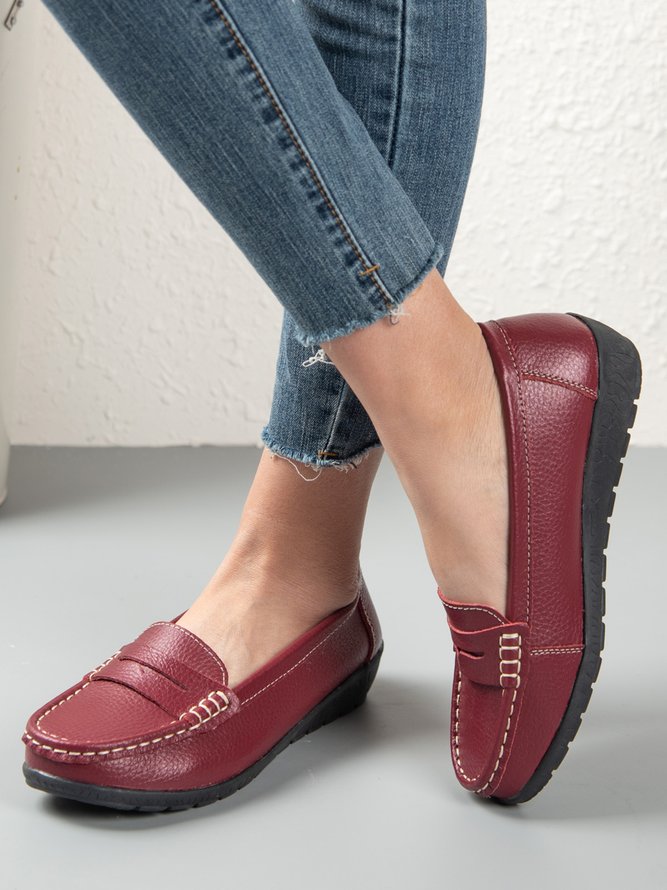 Retro Casual Simple Plain Flat Shoes