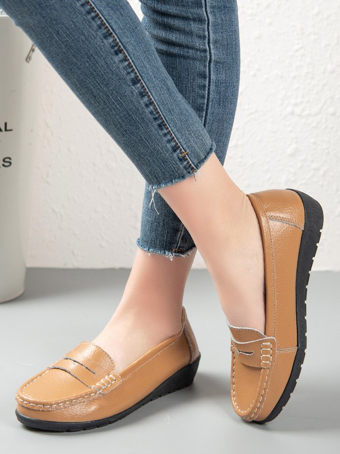 Retro Casual Simple Plain Flat Shoes