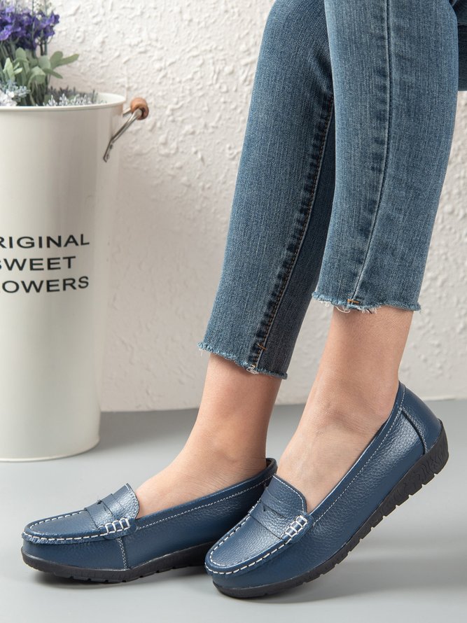 Retro Casual Simple Plain Flat Shoes