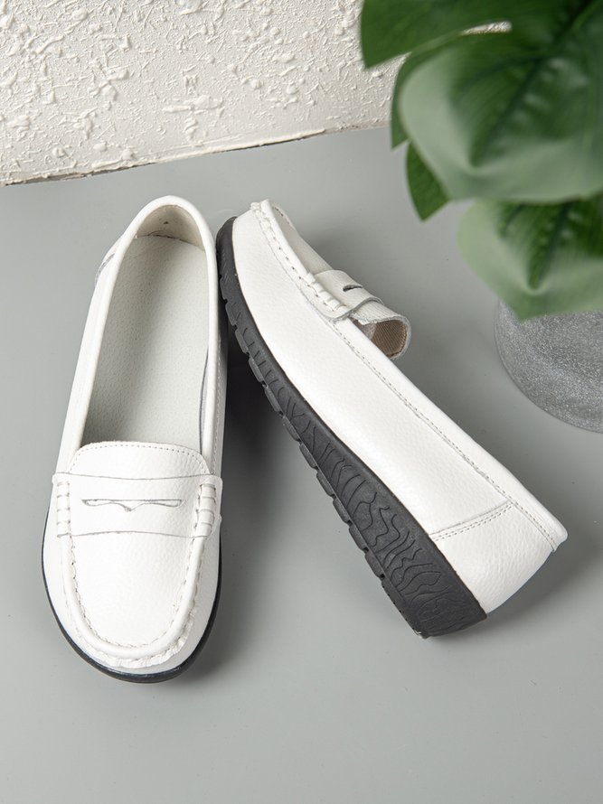Retro Casual Simple Plain Flat Shoes