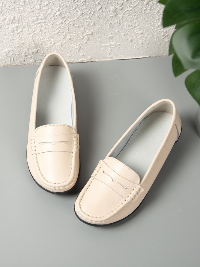 Retro Casual Simple Plain Flat Shoes