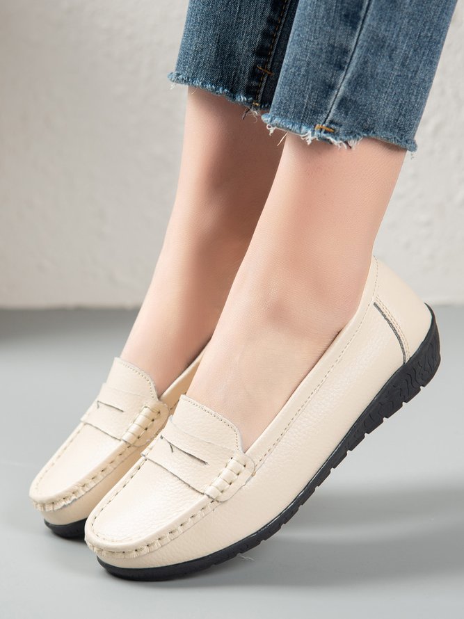 Retro Casual Simple Plain Flat Shoes