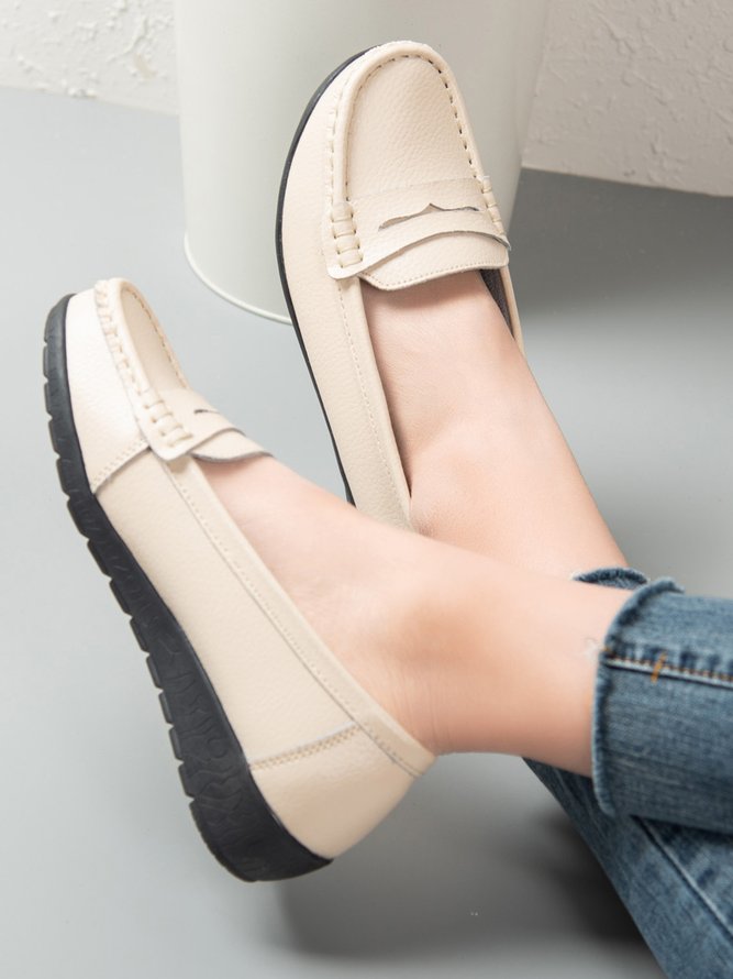 Retro Casual Simple Plain Flat Shoes