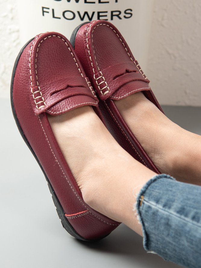 Retro Casual Simple Plain Flat Shoes