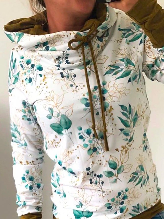 Casual Cotton-Blend Floral-Print Sweatshirts