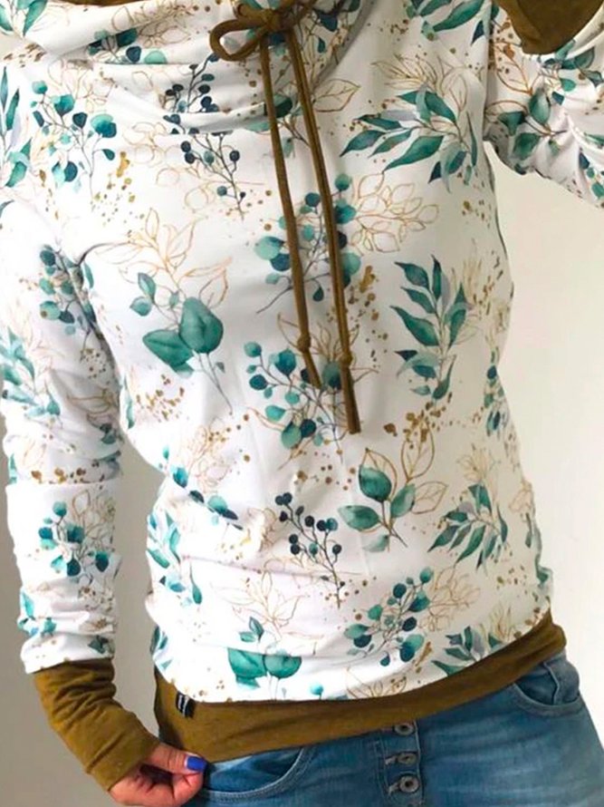 Casual Cotton-Blend Floral-Print Sweatshirts