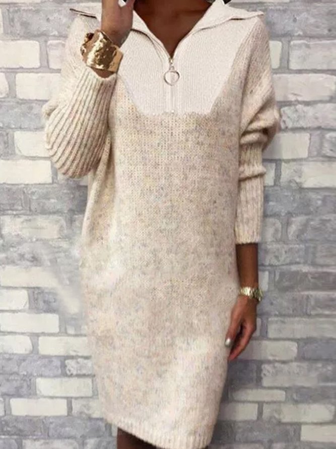 Knitted Plain Casual Knitting Dress