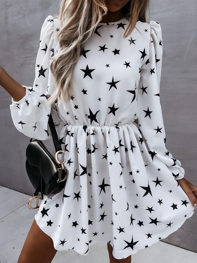 Long Sleeve Sexy Crew Neck Star Weaving Dress