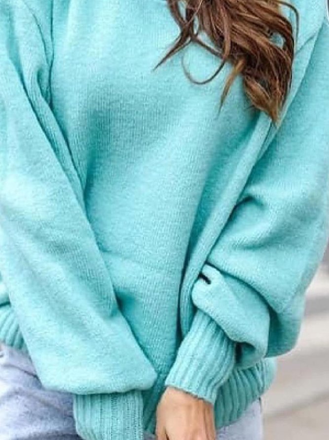 Casual Crew Neck Long Sleeve Solid Sweater