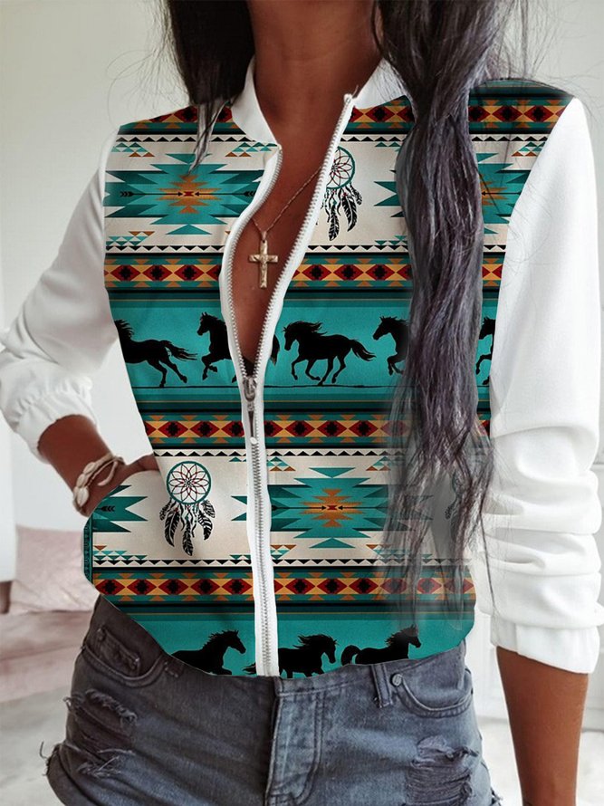 Tribal Cotton Stand Collar Jacket