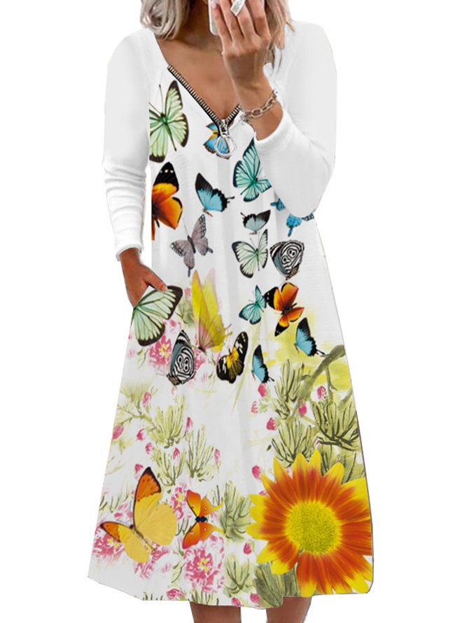 Butterfly Casual Knitting Dress | zolucky