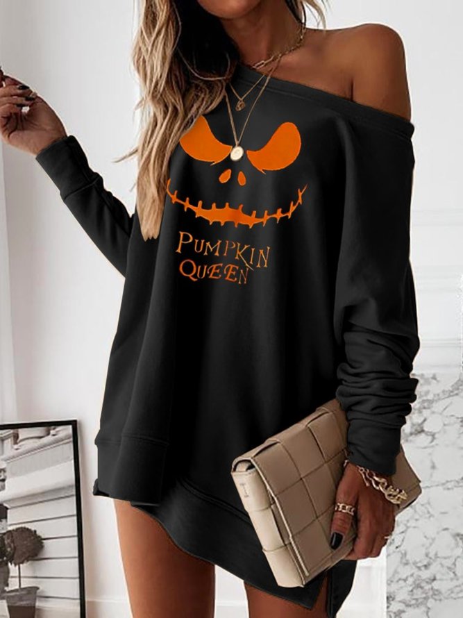 Casual Long Sleeve Printed Dress