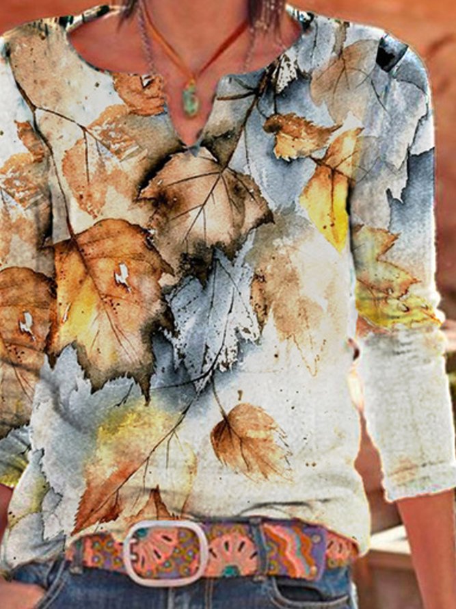 Leaves Cotton Blends T-shirt