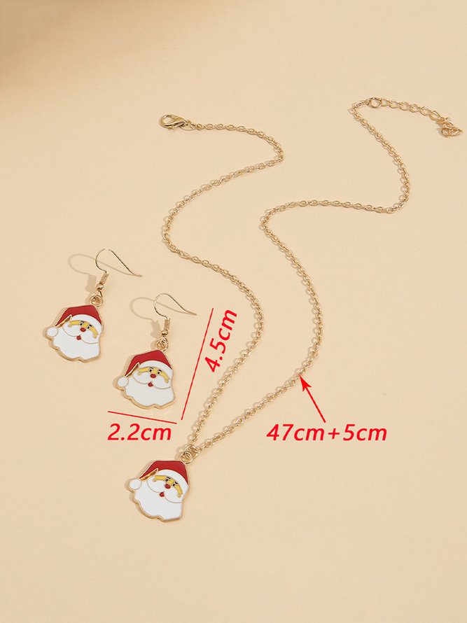 Christmas Santa Earrings Necklace Xmas Necklace