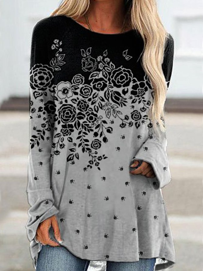 Raglan Sleeve Cotton Blends Loosen T-shirt