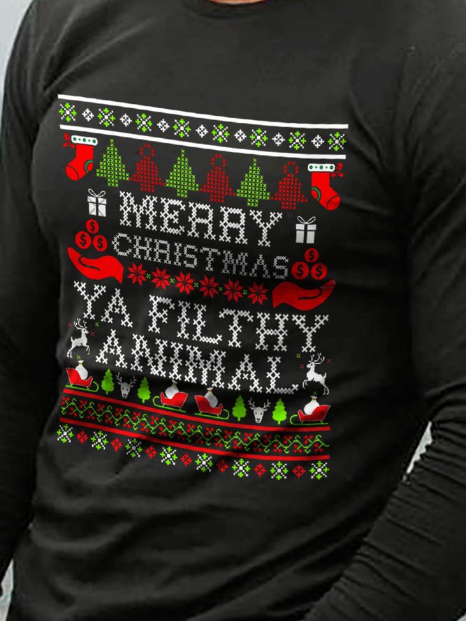 Christmas Graphic Long Sleeve Loose T-shirt