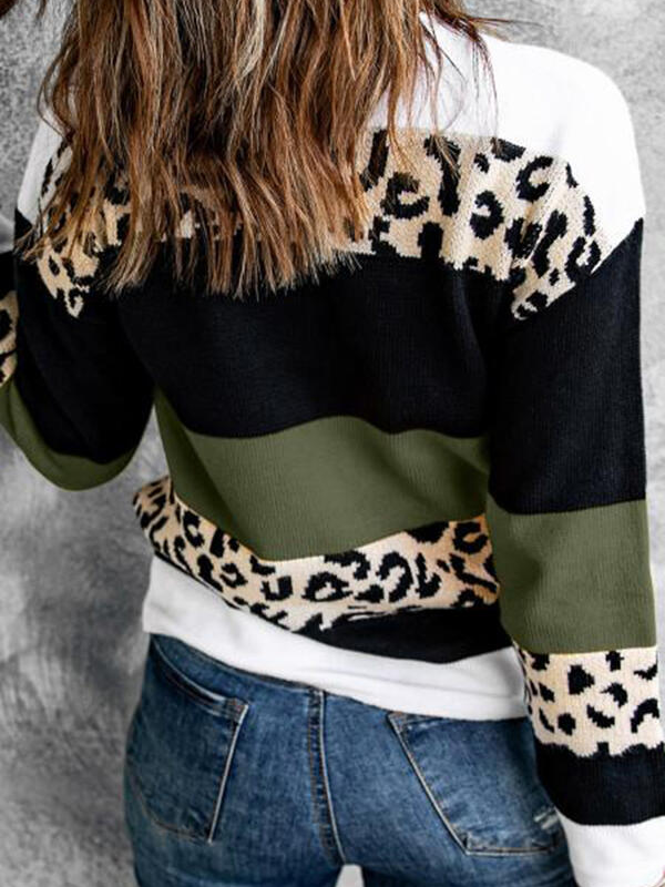 Long Sleeve Color Block Casual Sweater