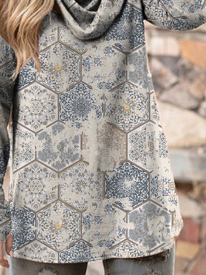 Vintage Geometric Cowl neck T-shirt
