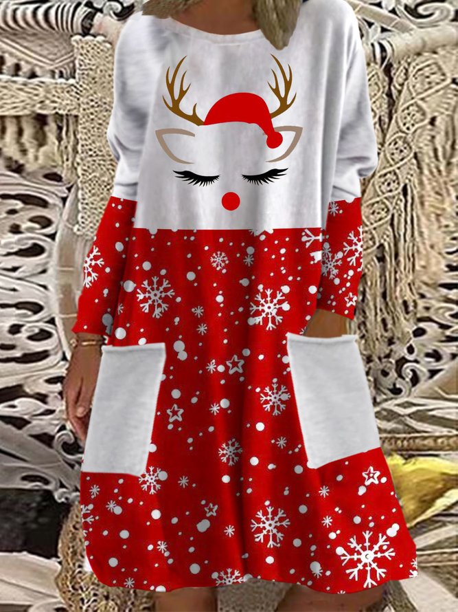 Christmas Snowman Knitting Dress Xmas Dress
