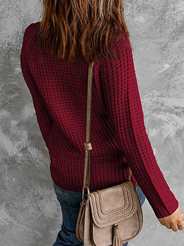 Solid Cowl Neck Long Sleeve Casual Sweater