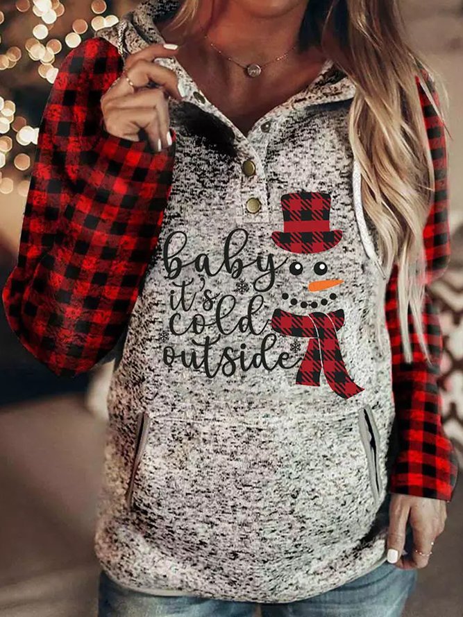 Casual Christmas Snowman Sweatshirt Xmas Hoodies
