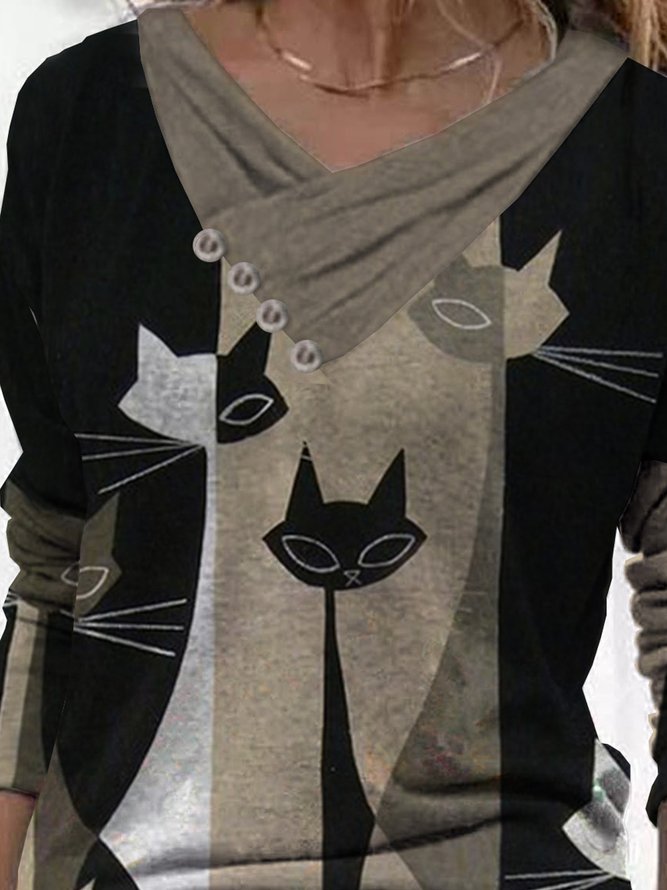 Casual Cotton Blends Loosen T-shirt