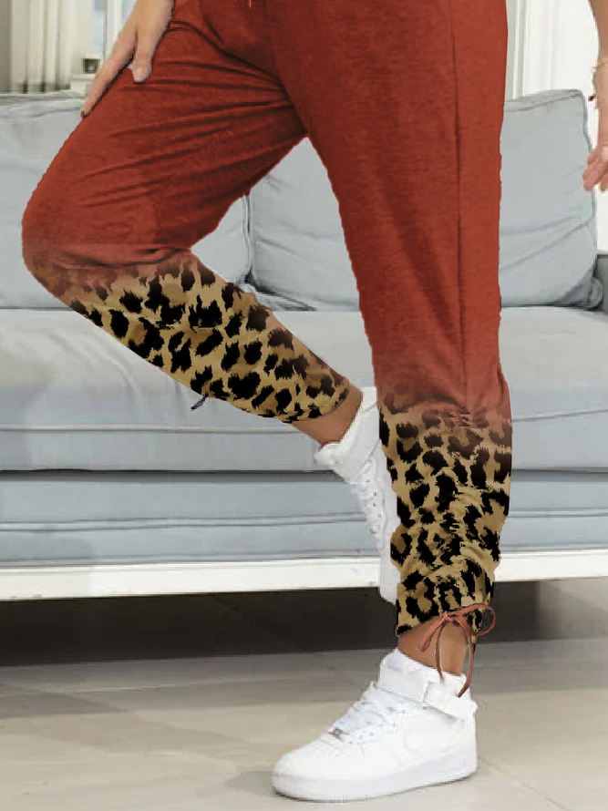 Orange Leopard Loosen Sporty Sports Pants