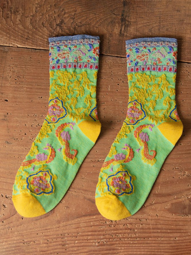 Vintage Embroidered Cotton Socks