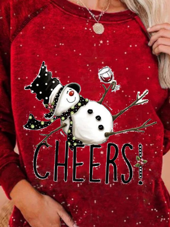 Christmas Xmas Long Sleeve Round Neck Plus Size Printed Top Sweatshirt Xmas Hoodies