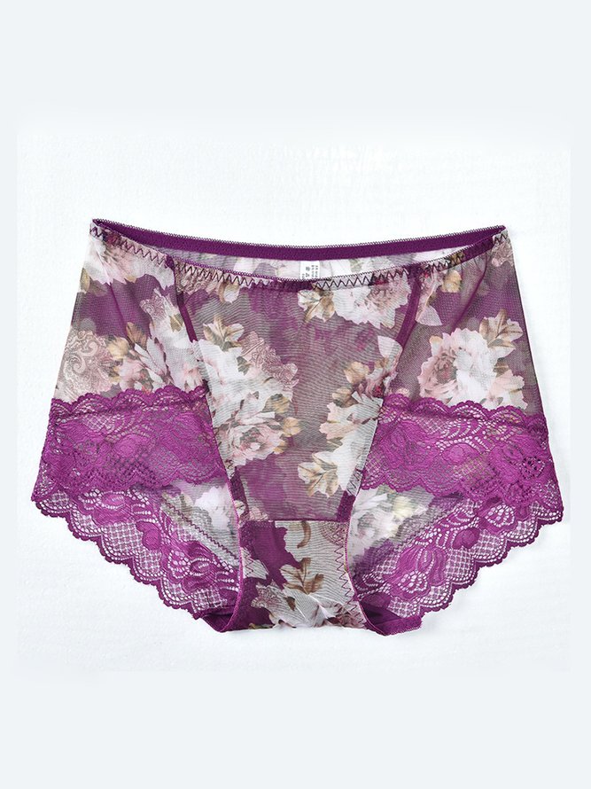 Lace Print Plus Size Panties zolucky