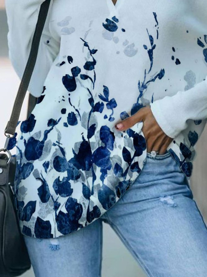 Casual Long Sleeve Crew Neck Printed Tops