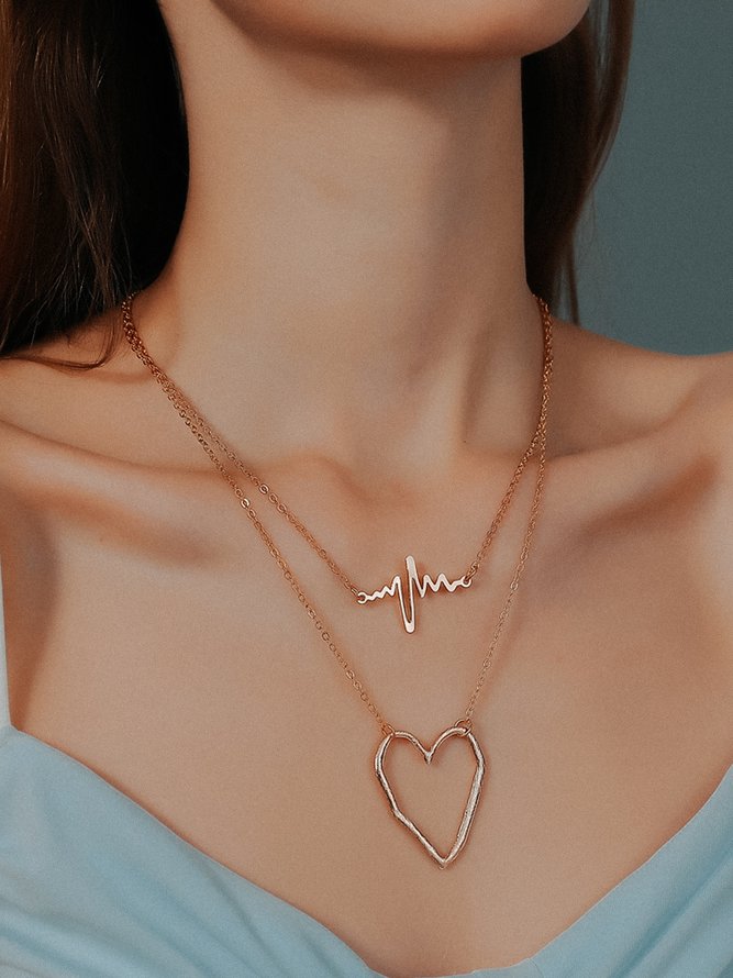 Valentine's Day Heart Double Necklace