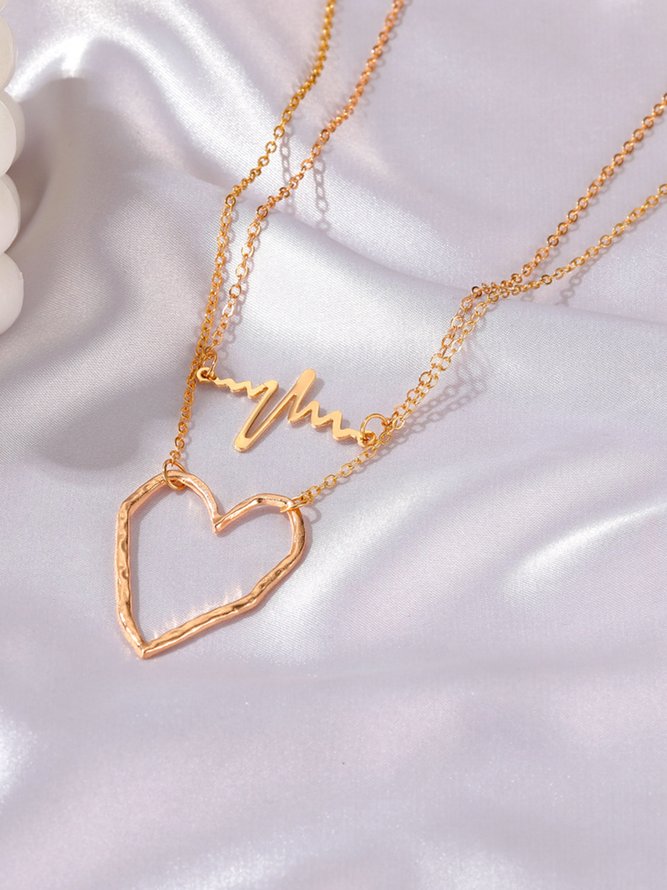 Valentine's Day Heart Double Necklace