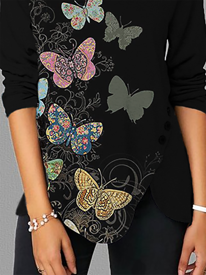 Plus size Butterfly Printed Shirts & Tops
