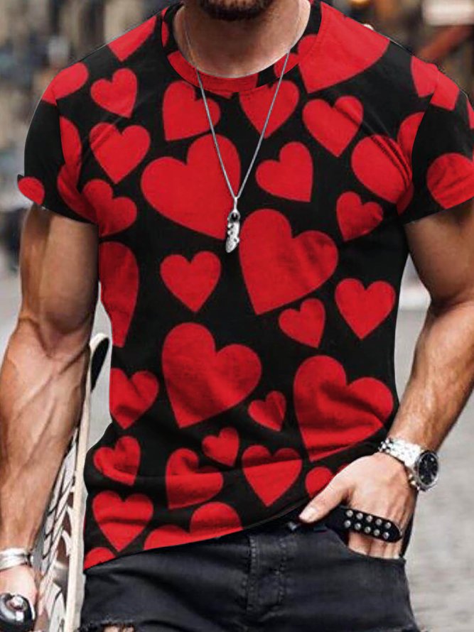 Love Graphic Short Sleeve Casual Round Neck Tee