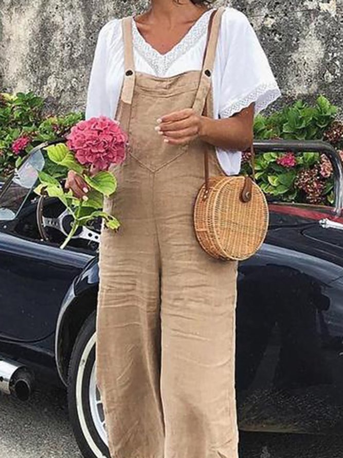 Casual Solid Jumpsuit & Romper Overall Jumpsuit