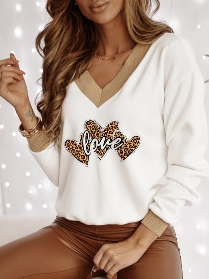 Long Sleeve Casual V Neck Top