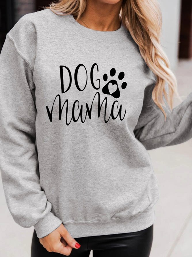 Dog Mama Printed Casual Loosen Sweatshirt