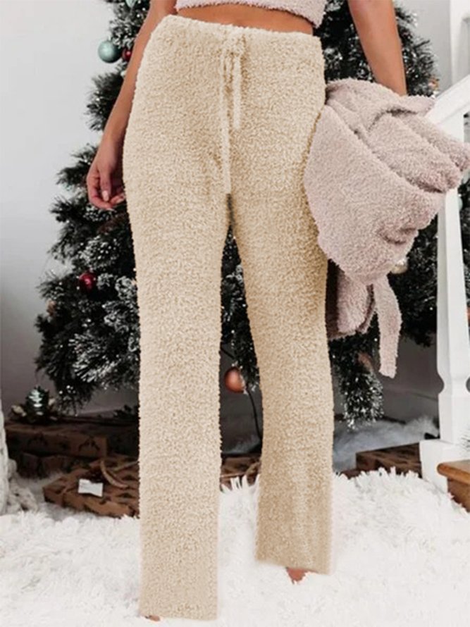 Plain Fleece Plus Size Casual Pants