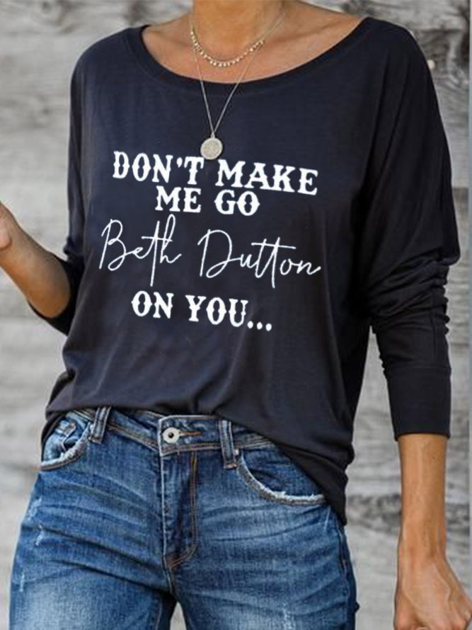 Letter Round Neck Casual Long sleeve tops