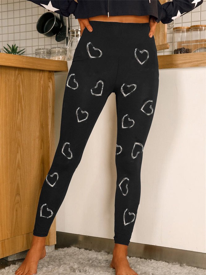 Love Heart Pattern Casual Pants