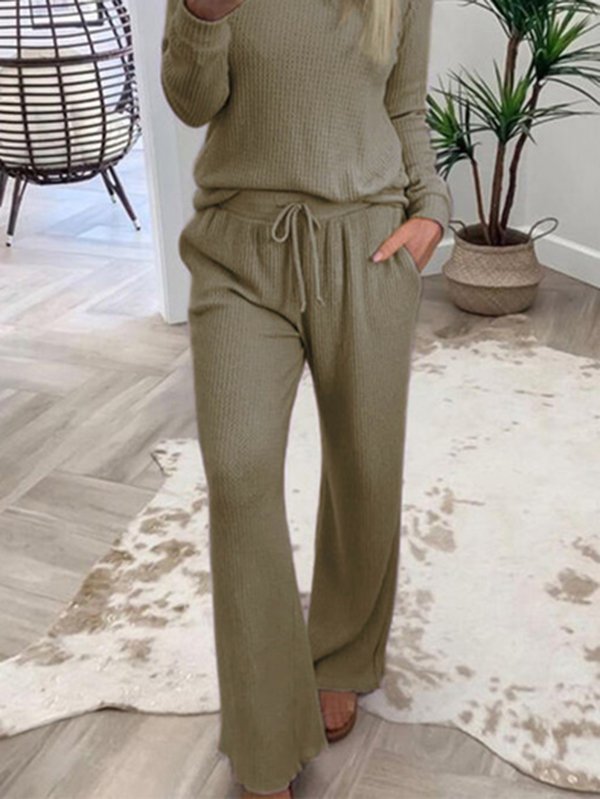 Crew Neck Long Sleeve Casual Two Piece Sets