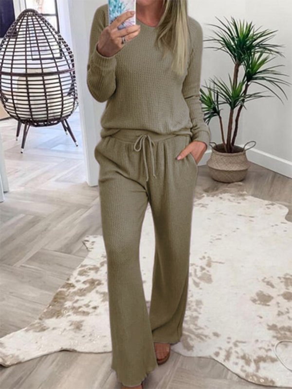 Crew Neck Long Sleeve Casual Two Piece Sets