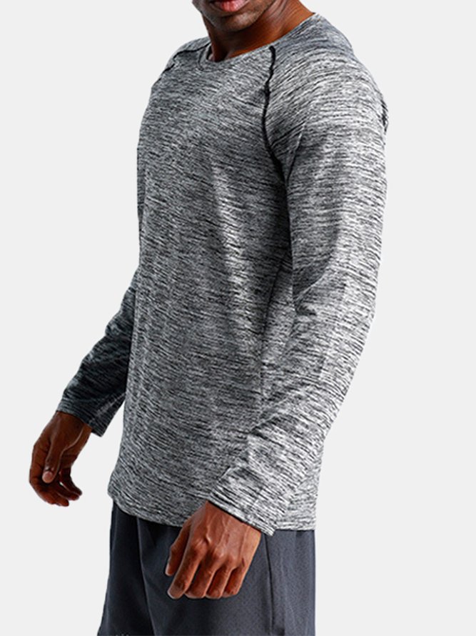 Men's Outdoor Sports Quick Dry Breathable Round Neck Long Sleeve Tee