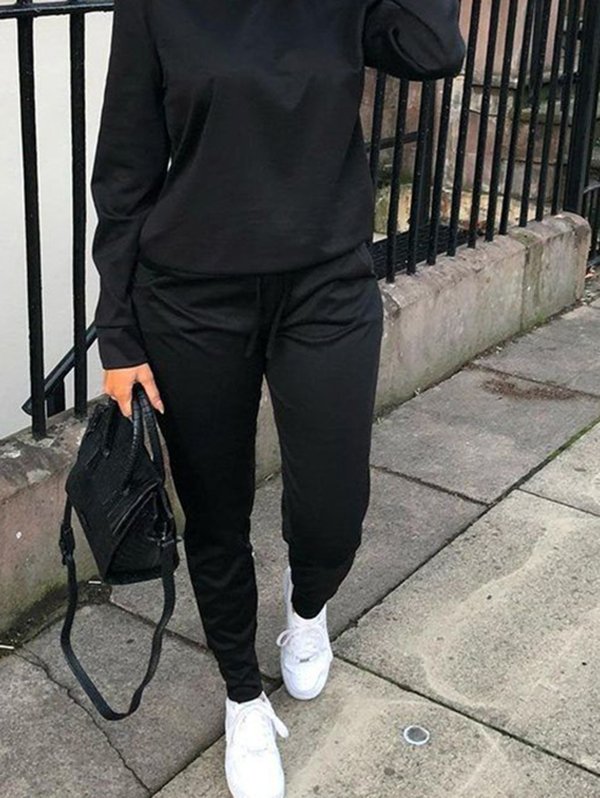 Long sleeve Casual Crew Neck Top With Pants Two Piece Sets