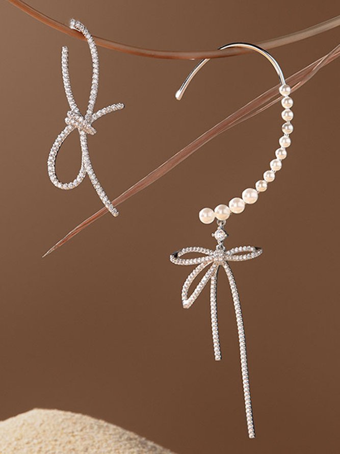 Rhinestone Bow Earrings zolucky