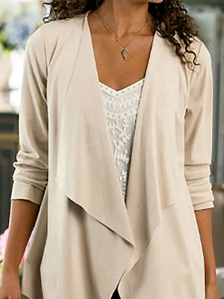Plus size Plain Casual Cardigan